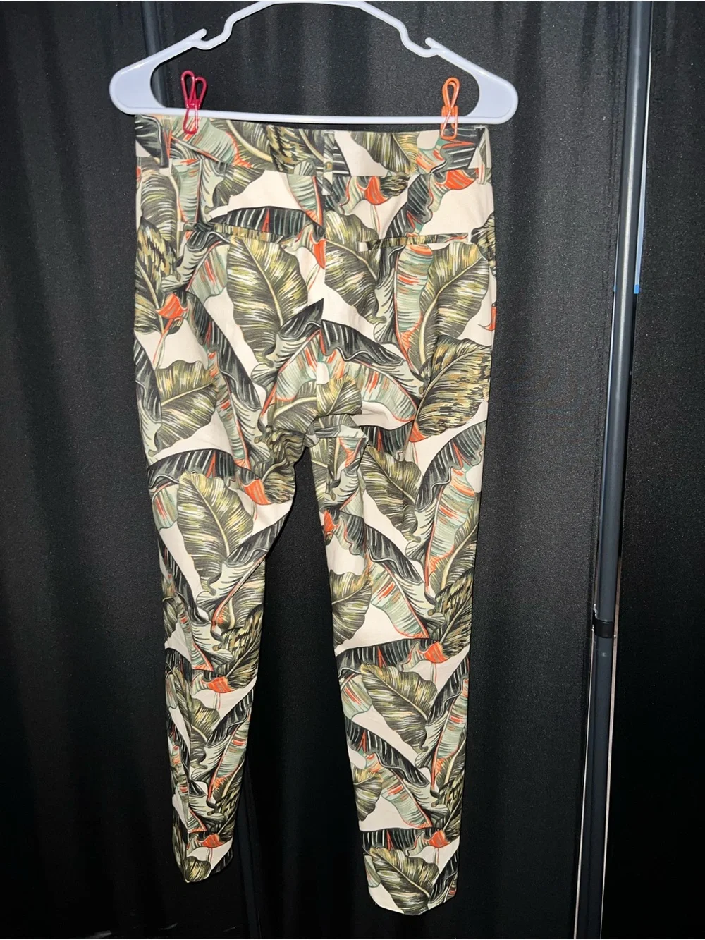 ASOS Men's Tropical Leaf Print Pants - Cream, Green & Orange